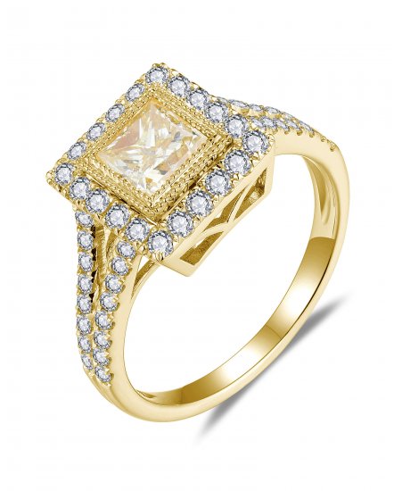 MULTI TONE PRINCESS CUT DIAMOND ENGAGEMENT RING (TR5734)